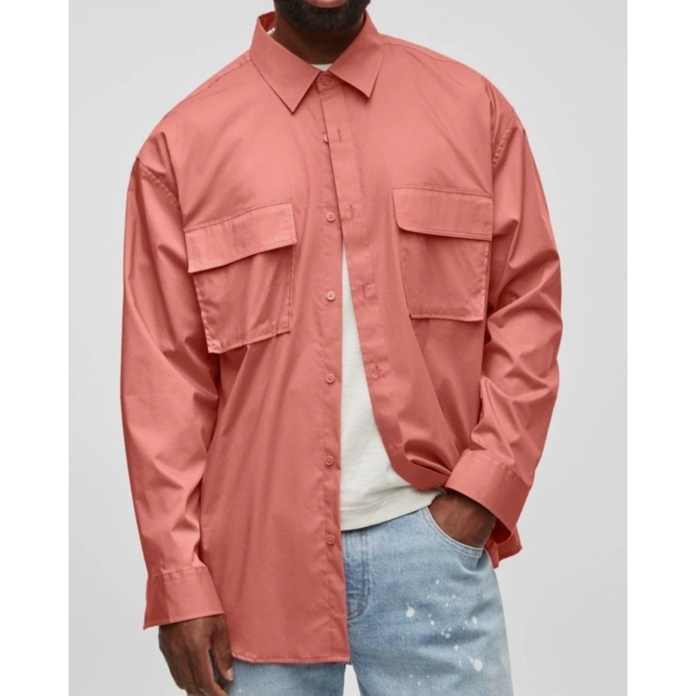 Mode of One Mens Sunbaked Clay Seasonal Wovens Button Up Shirt Large 100194392MN